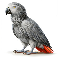 Fototapeta premium A beautiful grey parrot on white background 