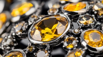 Closeup of Yellow and Brown Gemstone Jewelry