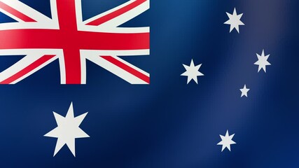 A seamless 3D loop animation of the flag of Australia waving gently in the wind. High-resolution 4K video ideal for patriotic displays, backgrounds, and digital art projects.