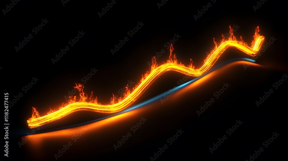 Poster a vibrant digital representation of a glowing line chart, symbolizing growth and dynamic trends. the