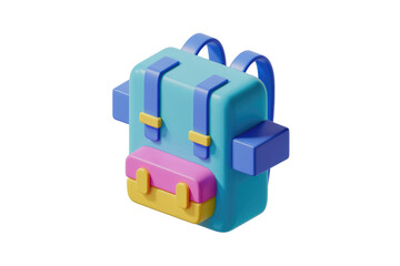 Obraz premium A 3D rendering of a colorful, cartoonish backpack, perfect for travel or school. background removed