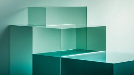 Abstract Green Glass Cubes Minimalist Product Display Background