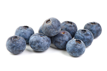 Fresh ripe blueberries, isolated on white background.
