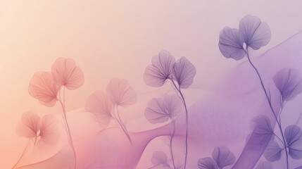 Pastel wave floral silhouettes abstract design lavender and peach gradients uplifting vibe high detail