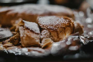 apple pie with powdered sugar