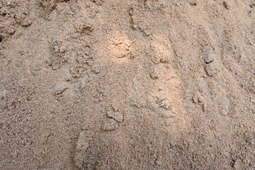 View of a portion of a pile of river sand that is stacked as a large pile
