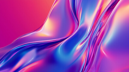 Liquid fluid holographic rainbow horizontal abstract background. Smooth waves of colorful holographic poster. Bright colorful wallpaper. Digital raster bitmap. Photo style. AI artwork.	