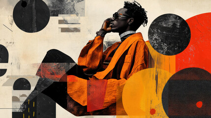 Creative pop art of African-American man with style: Black History Month