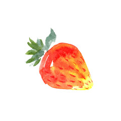 Strawberry isolated on white background, watercolor illustration