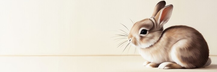 Obraz premium Lovely bunny easter rabbit. Animal nature concept. Happy easter day. Copy space for text banner