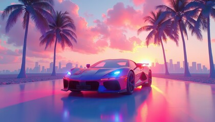neon car
