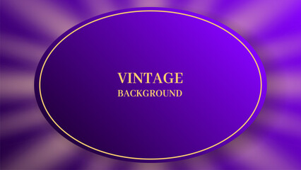 Purple gradient abstract background with gold oval, line and shadows. Modern geometric pattern. Shiny poster or web banner template. Rays of light