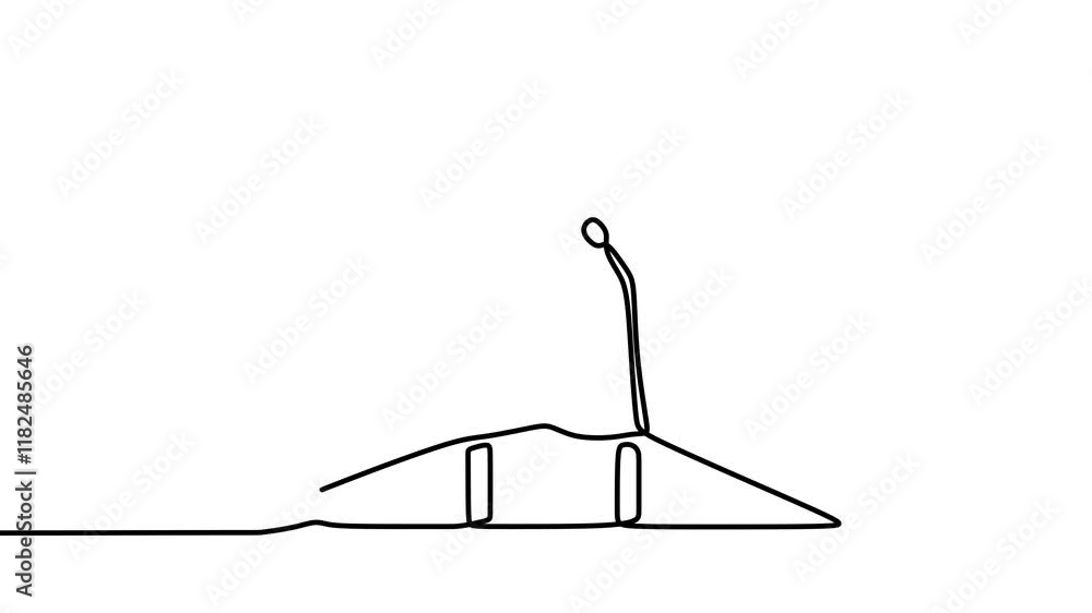 Poster continuous drawing line art of public speech with black line and white background. one line animatio