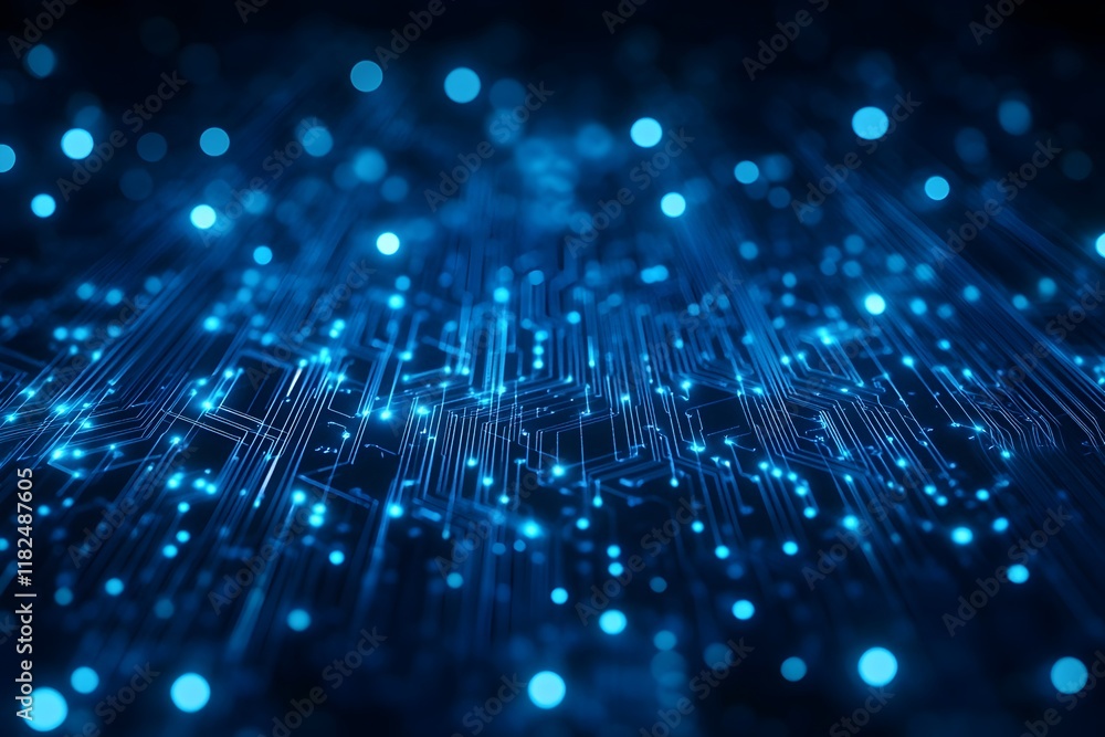Poster abstract blue circuit board technology background digital data network
