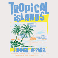 Beach Graphics. Summer vector. adventure. oranges graphics. beach print. hand drawn art. palm tree beach. tropical orange fruit. t shirt, sweatshirt, apparel clothing design.