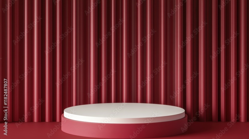 Poster minimalist lunar new year stage design red background soft gradient podium festive atmosphere artist
