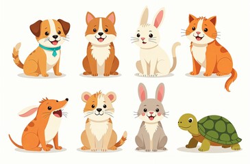 Set of drawn different animals