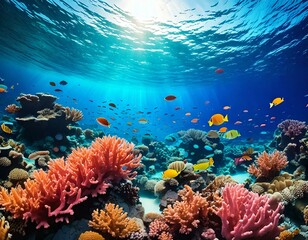 Obraz premium underwater image of coral reef and tropical fish