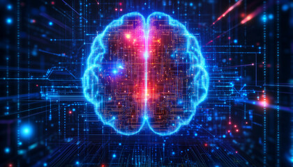 illuminated digital brain