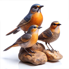 Fototapeta premium Robin on a branch on white background