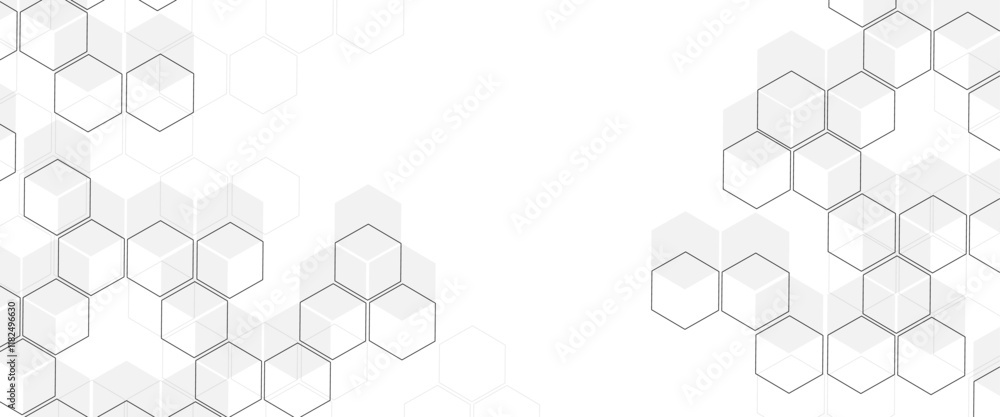 Poster Vector hexagons pattern. Geometric abstract background with simple hexagonal elements. Medical, technology or science design