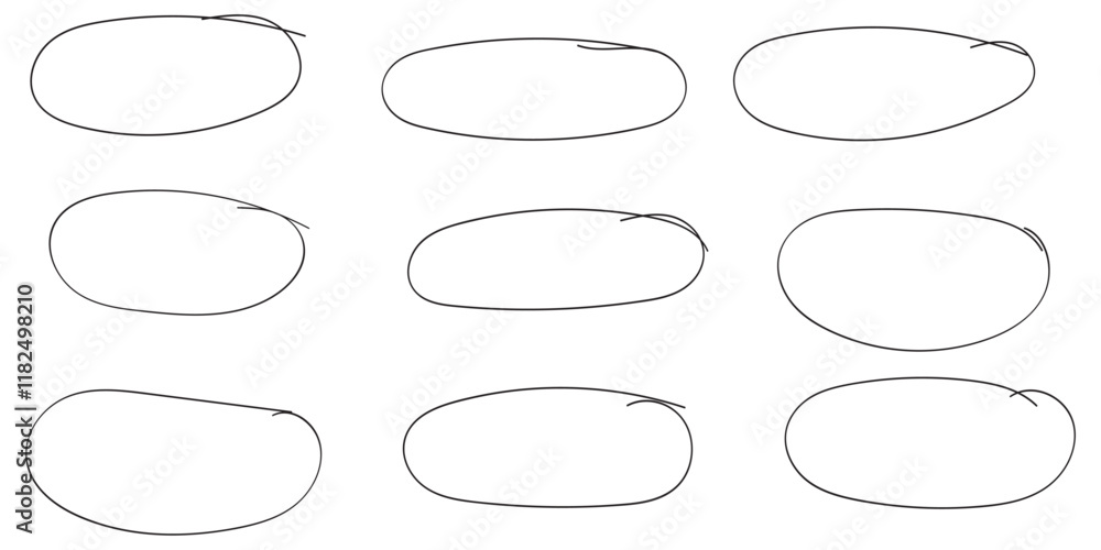 Poster set of hand drawn ellipses doodle. scribble ovals and bubbles to circle and highlight text. collecti
