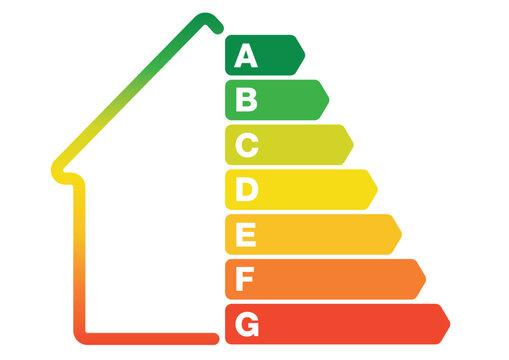 Environmental Certification Energy Classification Scale Efficiency Class Consumption with Multicolor House