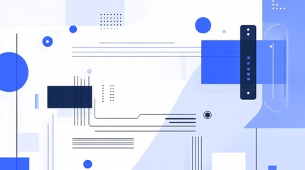 Abstract geometric background with blue and black shapes and lines