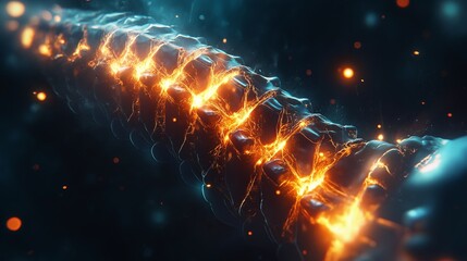 Futuristic Glowing Spine with Sci-Fi Energy Effect  
