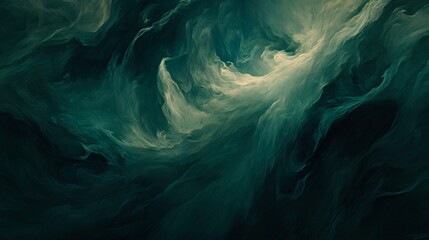 Abstract Teal and Beige Swirling Cloudscape AI Art