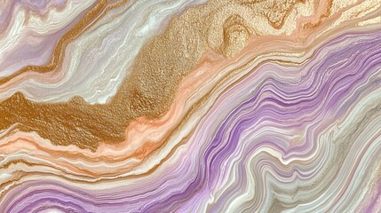Abstract Gold Purple Lavender Marble Texture Swirl Background