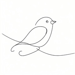 Obraz premium Simple line drawing of a bird perched on a branch