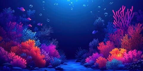 Fototapeta premium Vibrant underwater scene displaying colorful coral reefs and swimming fish in a tranquil ocean environment