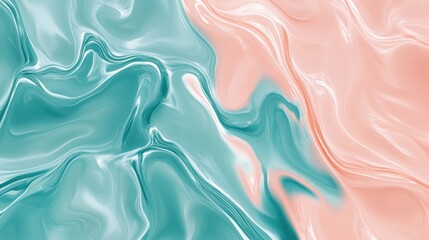 Obraz premium Tranquil ripple patterns in pastel teal and soft pink abstract art natural light aquatic theme high detail