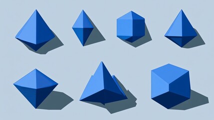 Abstract Blue Geometric Shapes 3D Render