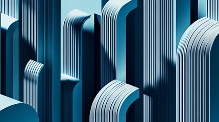 Obraz premium Abstract Teal Blue 3D Geometric Shapes Background