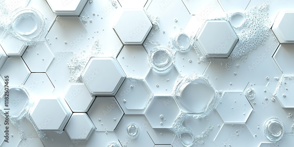 Aufkleber abstract white hexagonal pattern featuring bubbles with a clean and modern aesthetic in a bright com