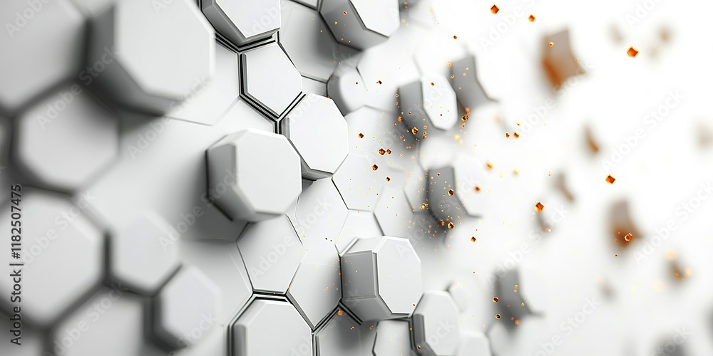 Poster abstract representation of hexagonal structures in a modern design focusing on geometric patterns an