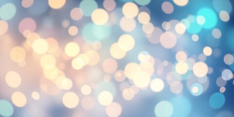 Fototapeta premium Bokeh light blurs background with white copy space, ideal for fresh and vibrant design projects. Defocused Lights Background with Lens Flare 