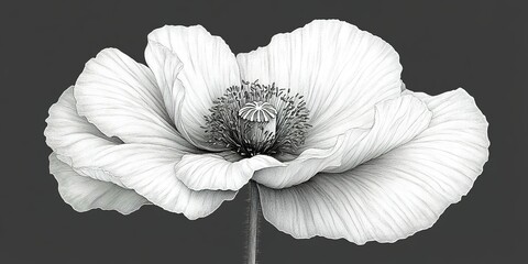 Fototapeta premium Delicate white poppy bloom with intricate details against a dark background