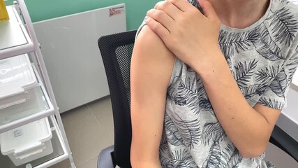 vaccination, professional nurse or doctor giving vaccination to teenager at hospital, flu, covid 19, monkeypox vaccine during mass vaccination, injection, vaccine