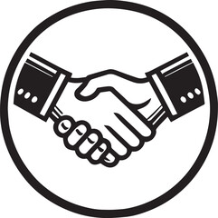 Hand shake vector black and white (symbol of two people meeting and friendship) vectors image of hand shake