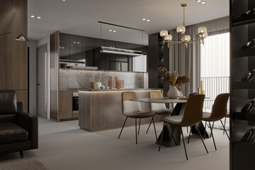 3d render modern living room