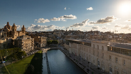Fototapeta premium Aerial footage in Malta during winter holidays. 