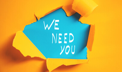 text sign presenting we need you