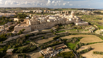 Obraz premium Aerial footage in Malta during winter holidays. 