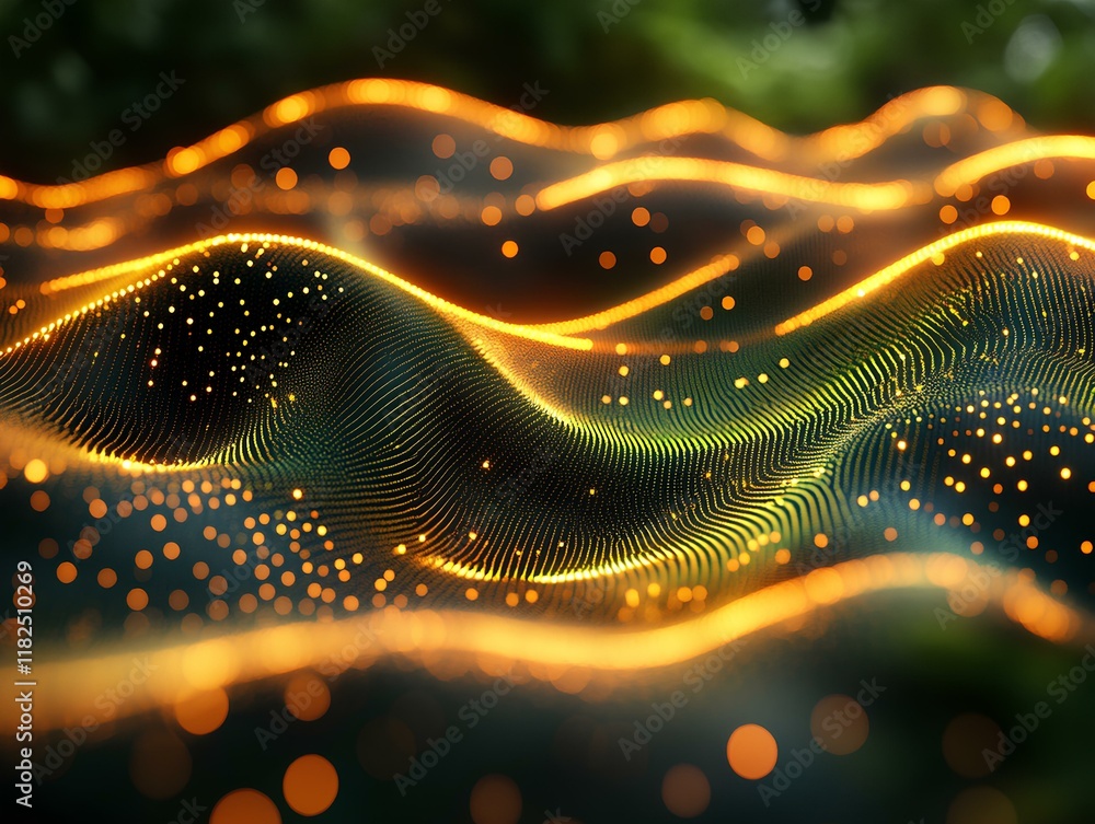 Poster the image features a mesmerizing 3d rendering of an undulating, wavy terrain that appears to shimmer
