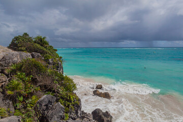 Scenic view of Tulum Beach in the Caribbean, Mexico