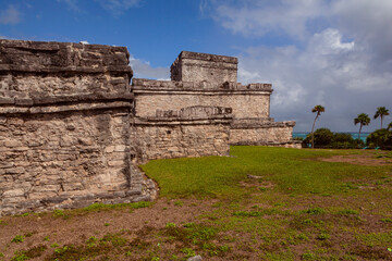 Scenic view of the ancient Mayan ruins in Tulum, a popular tourist destination on the Yucatan Peninsula