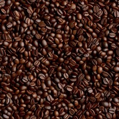 Obraz premium Seamless roasted coffee bean pattern on brown background